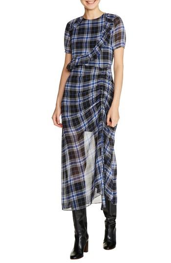 Women's Maje Check Plaid Midi Dress - Blue
