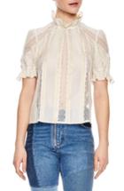 Women's Sandro Ecru Lace Inset Blouse - Ivory