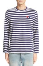 Men's Comme Des Garcons Play Twin Applique Stripe T-shirt - Blue