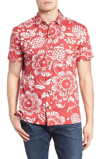 Men's Kahala Duke's Pareo Trim Fit Sport Shirt - Red