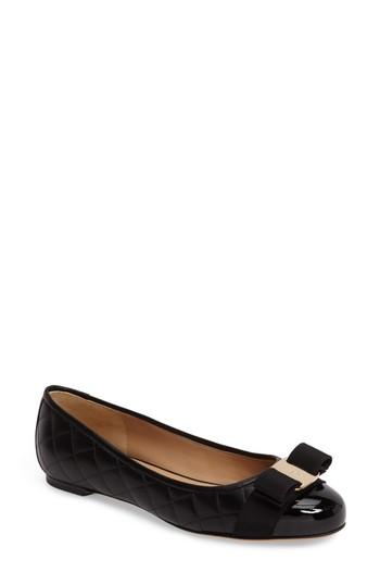 Women's Salvatore Ferragamo Varina Q Quilted Flat .5 B - Black