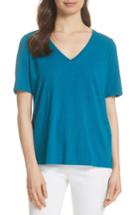 Women's Eileen Fisher V-neck Organic Cotton Tee - Blue