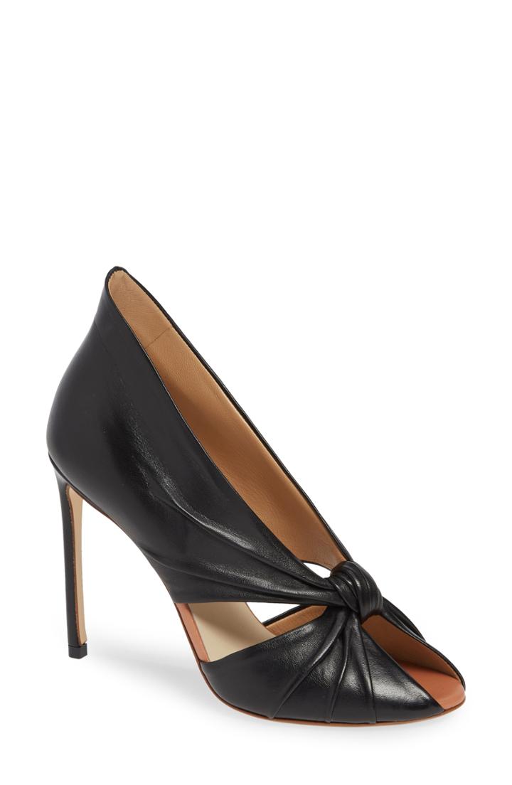 Women's Francesco Russo Knotted Peep Toe Pump Us / 35eu - Black