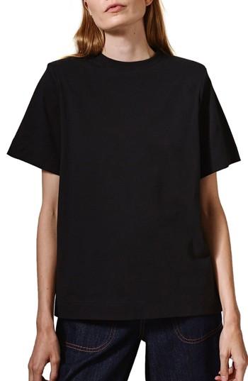Women's Topshop Boutique Power Shoulder Tee Us (fits Like 0-2) - Black