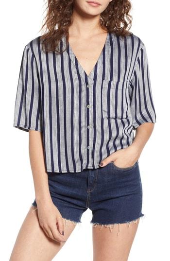 Women's Chloe + Katie Stripe Boxy Blouse - Blue