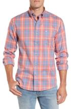 Men's Southern Tide Charleston Station Slim Fit Plaid Sport Shirt, Size - Blue