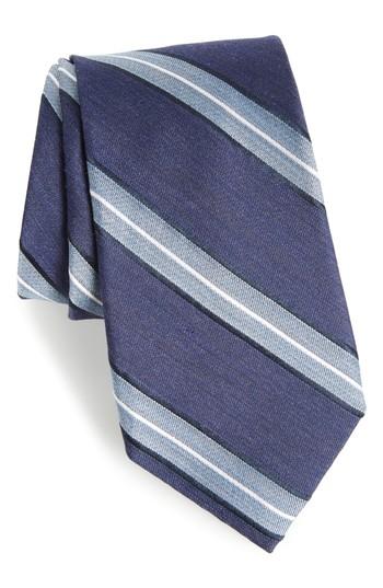 Men's Nordstrom Men's Shop Peralba Stripe Silk Blend Tie, Size - Blue