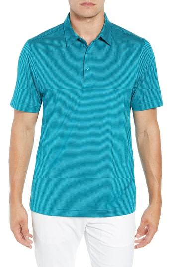Men's Cutter & Buck Prevail Fit Stripe Polo, Size Large - Blue