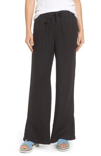 Women's Caslon Linen Track Pants - Black