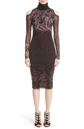 Women's Fuzzi Cold Shoulder Tulle Turtleneck Dress