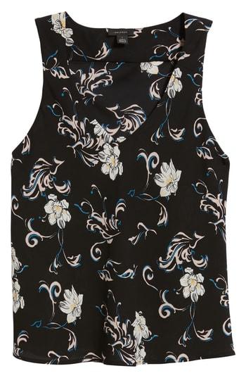 Women's Halogen V-neck Woven Tank, Size - Black