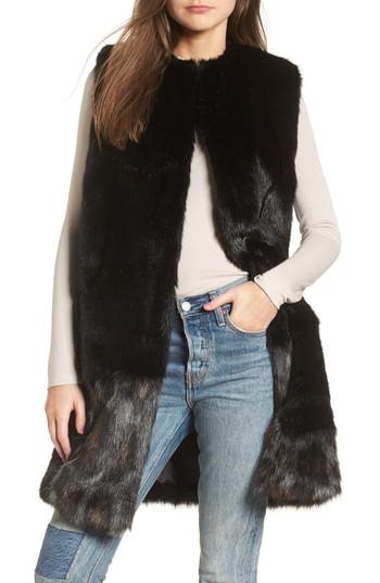 Women's Heurueh Julie Patchwork Faux Fur Vest, Size - Black