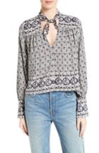 Women's Sea Camelia Scarf Print Silk Blouse