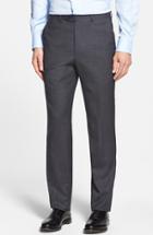 Men's Santorelli Flat Front Wool Trousers - Grey