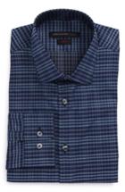 Men's John Varvatos Star Usa Slim Fit Stretch Check Dress Shirt L - Blue