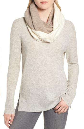 Women's Halogen Double Stitch Cashmere Infinity Scarf, Size - Ivory