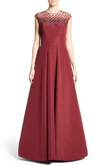 Women's Pamella Roland Beaded Silk Faille Gown