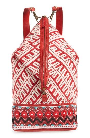 Ten79la Beaded Woven Backpack - Red