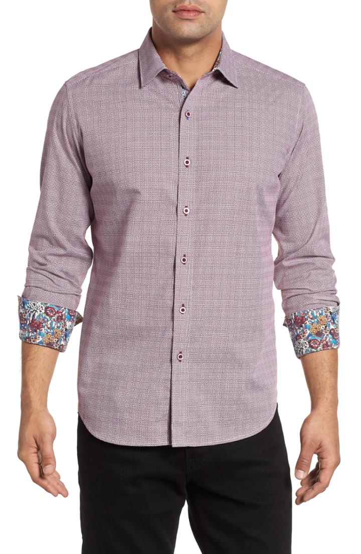 Men's Robert Graham Carven Classic Fit Geo Print Sport Shirt - Red