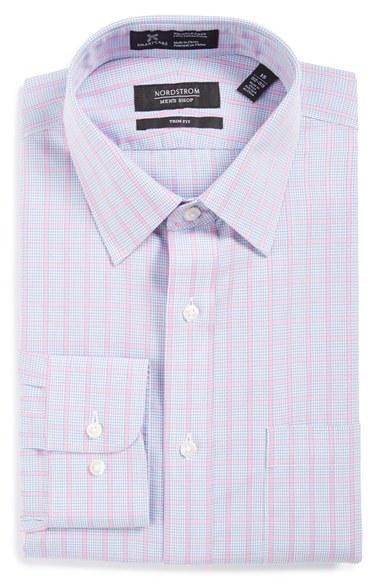 Men's Nordstrom Men's Shop Smartcare(tm) Trim Fit Check Dress Shirt 32/33 - Pink