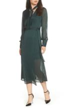 Women's Bardot Shadow Stripe Faux Wrap Midi Dress - Green