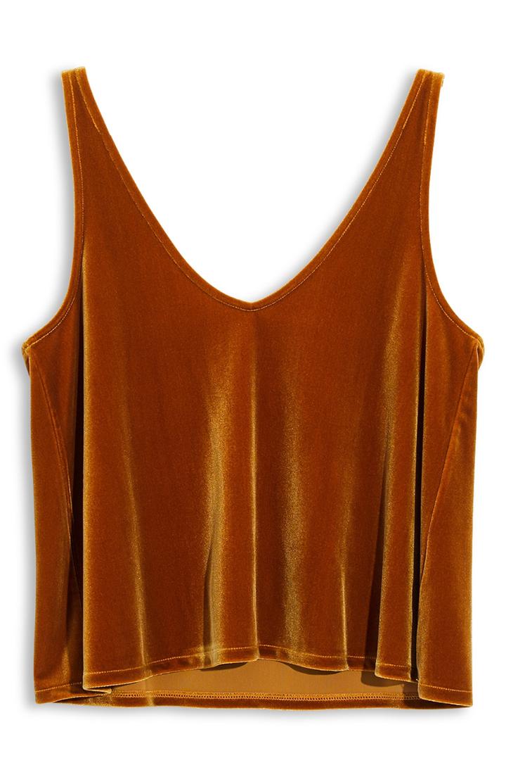 Women's Madewell Velvet V-neck Tank Top - Yellow