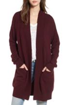 Women's Bp. Rib Trim Long Cardigan - Red