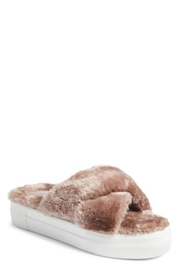 Women's Jslides Adorablee Faux Fur Plaform Sandal M - Purple