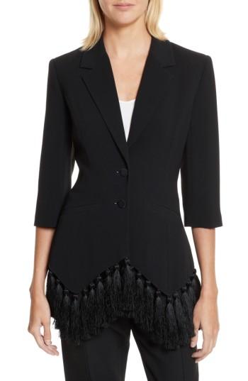 Women's Cinq A Sept Violetta Tassel Trim Blazer - Black