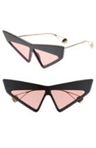 Women's Gucci 70mm Cat Eye Sunglasses - Black/swarovski W/solid Cherry
