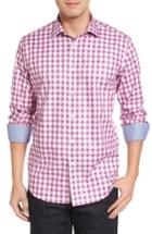 Men's Bugatchi Classic Fit Herringbone Check Sport Shirt - Pink