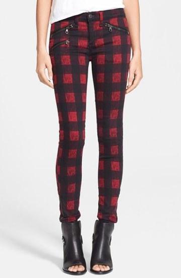 Rag & Bone/jean Zip Detail Print Denim Leggings (red