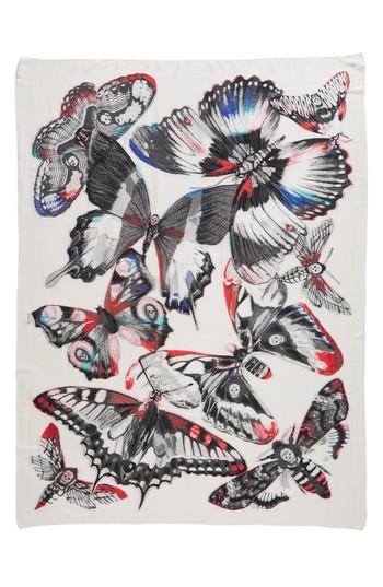 Women's Alexander Mcqueen Giant Kaleidoscope Wings Plaid Scarf, Size - Black