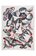 Women's Alexander Mcqueen Giant Kaleidoscope Wings Plaid Scarf, Size - Black