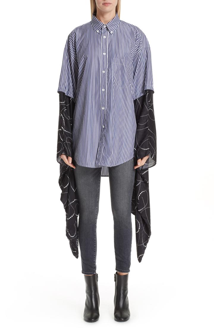 Women's Balenciaga Swing Plaid Flannel Shirt Us / 44 Fr - White