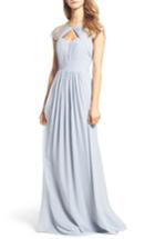 Women's Hayley Paige Occasions Cap Sleeve Lace & Chiffon Gown - Metallic