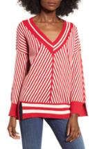 Women's Moon River Diagonal Stripe Slouch Sweater - Red