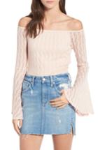 Women's Band Of Gypsies Bell Sleeve Off The Shoulder Top - Coral
