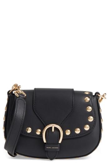 Marc Jacobs Small Studded Navigator Leather Saddle Bag - Black
