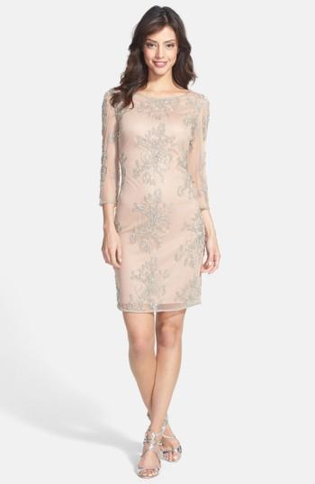 Women's Pisarro Nights Embellished Sheer Sleeve Tulle Dress