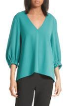 Women's Tibi Stretch Crepe Trapeze Top - Blue/green