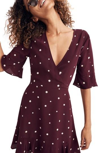 Women's Madewell Silk Flutter Hem Dress - Purple