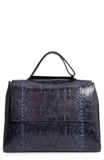 Orciani Large Sveva Diamond Genuine Python Top Handle Satchel -