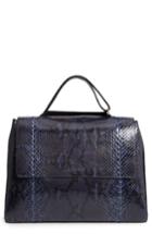 Orciani Large Sveva Diamond Genuine Python Top Handle Satchel -