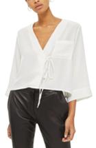 Women's Topshop Tara Wrap Blouse Us (fits Like 10-12) - Ivory