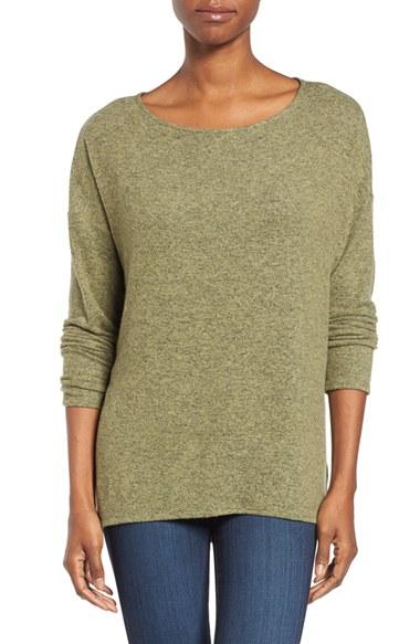 Women's Gibson Cozy Fleece Ballet Neck High/low Pullover