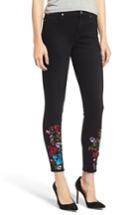 Women's 7 For All Mankind Embroidered High Waist Ankle Skinny Jeans - Black