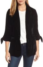 Women's Halogen Tie Sleeve Velvet Blazer - Black