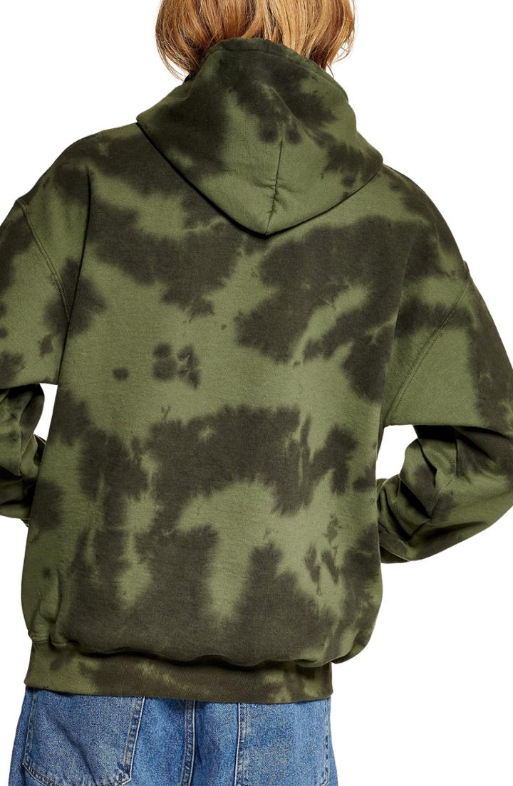 Men's Topman Tie Dye Hoodie - Green
