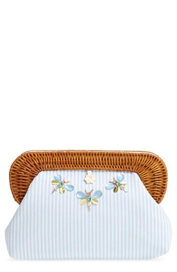 Draper James Embellished Wicker Handle Clutch - Blue